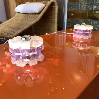 Lamps pair glass poliarte italy 1970 murano