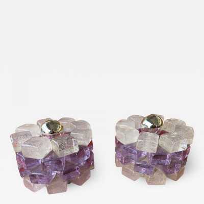 Lamps pair glass poliarte italy 1970 murano