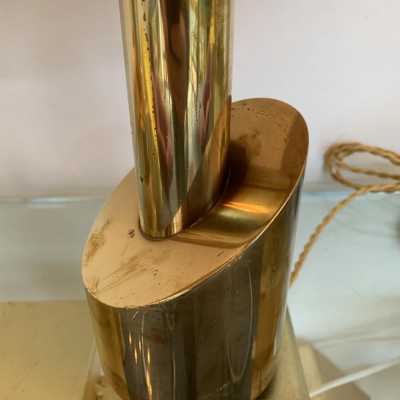 pair of rattan brass lamps Italy 1970