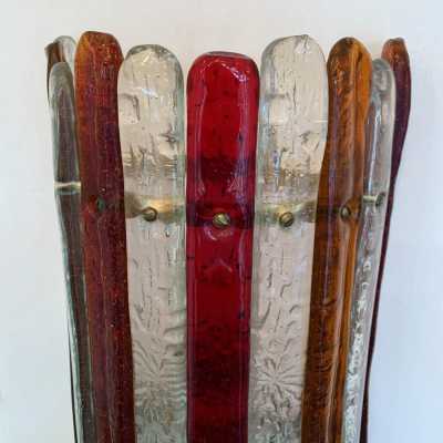 wall lamps pair murano glass venini brass italy 1970
