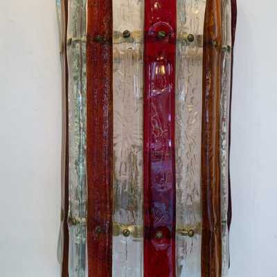 wall lamps pair murano glass venini brass italy 1970