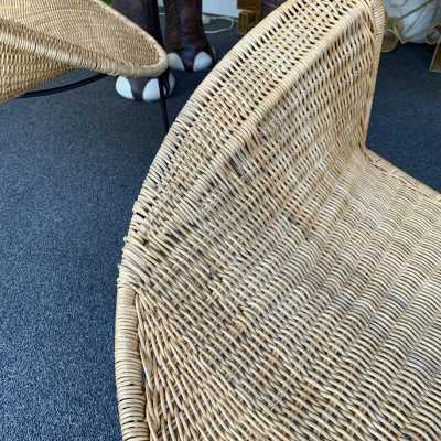 pair armchairs rattan saturn metal gastone rinaldi italy 1950 1960