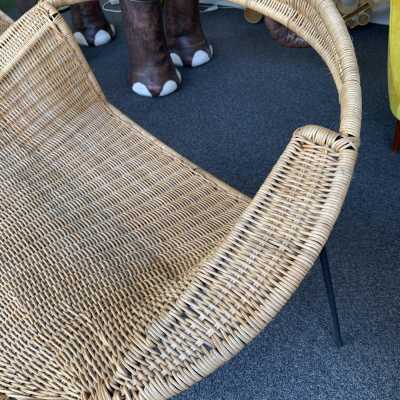 pair armchairs rattan saturn metal gastone rinaldi italy 1950 1960
