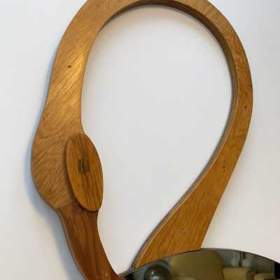 flamingo mirror wood max papiri italy 1970