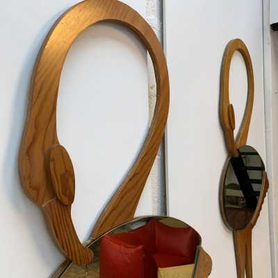 flamingo mirror wood max papiri italy 1970