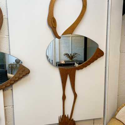 flamingo mirror wood max papiri italy 1970