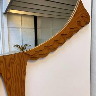 flamingo mirror wood max papiri italy 1970