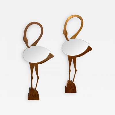 flamingo mirror wood max papiri italy 1970
