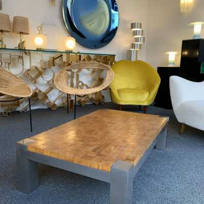 coffee table cube wood metal chrome Rolf Middelboe Gorm Lindum 1970