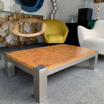 coffee table cube wood metal chrome Rolf Middelboe Gorm Lindum 1970