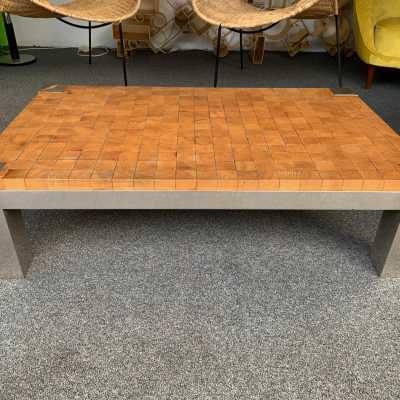 coffee table cube wood metal chrome Rolf Middelboe Gorm Lindum 1970