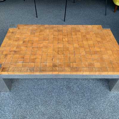 coffee table cube wood metal chrome Rolf Middelboe Gorm Lindum 1970