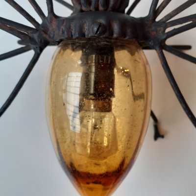 Butterfly wall lamp in metal and blown glass