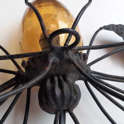 Butterfly wall lamp in metal and blown glass