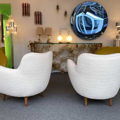 armchairs pair looped fabrics guglielmo veronesi italy 1950 1960