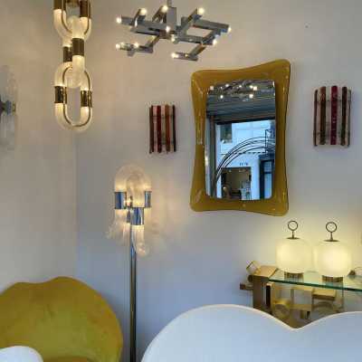 mirror curved glass crystal art fontana arte italy 1960