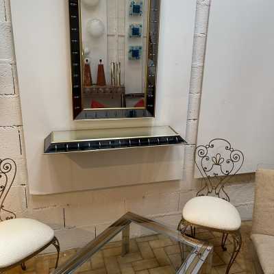 console mirror glass brass crystal art fontana arte italy 1950 1960