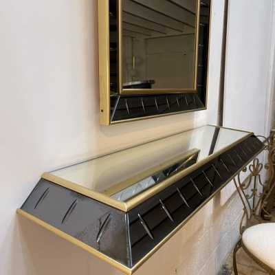 console mirror glass brass crystal art fontana arte italy 1950 1960