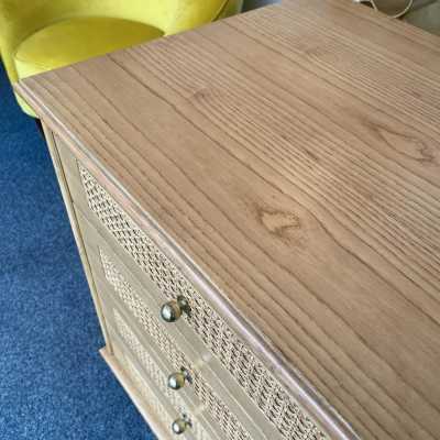 chest of drawers wood cane brass gervasoni italy 1970