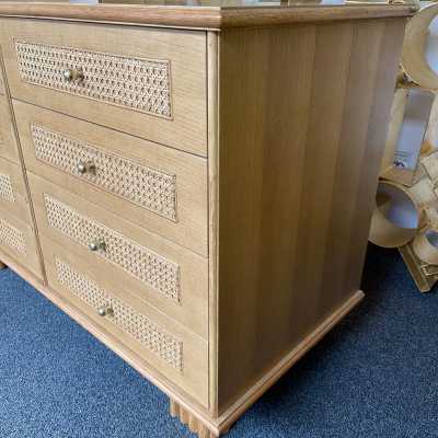 chest of drawers wood cane brass gervasoni italy 1970