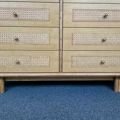 chest of drawers wood cane brass gervasoni italy 1970