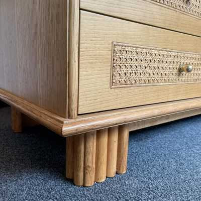 chest of drawers wood cane brass gervasoni italy 1970