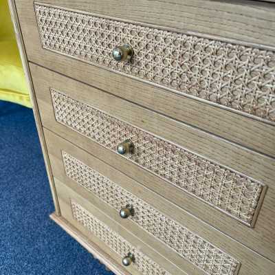 chest of drawers wood cane brass gervasoni italy 1970