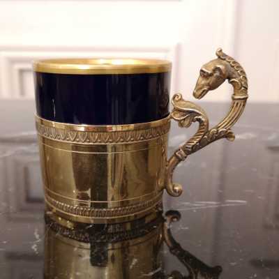 Maison C. Villard Broliquier and Rodet, Vermeil and porcelain coffee cups