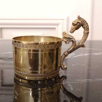 Maison C. Villard Broliquier and Rodet, Vermeil and porcelain coffee cups