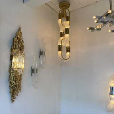chain chandelier aldo carlo nason mazzega brass murano glass italy 1970