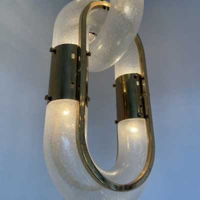 chain chandelier aldo carlo nason mazzega brass murano glass italy 1970
