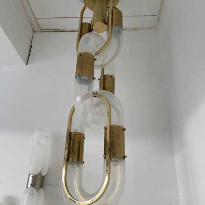 chain chandelier aldo carlo nason mazzega brass murano glass italy 1970