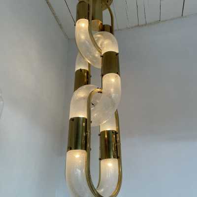 chain chandelier aldo carlo nason mazzega brass murano glass italy 1970