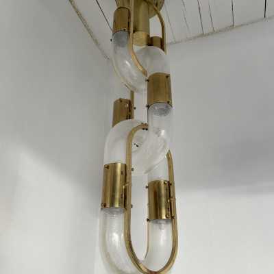 chain chandelier aldo carlo nason mazzega brass murano glass italy 1970