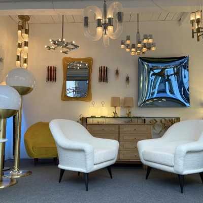 armchairs pair looped fabrics charles ramos france 1950