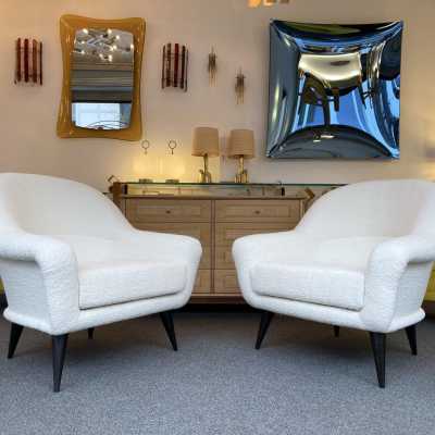 armchairs pair looped fabrics charles ramos france 1950