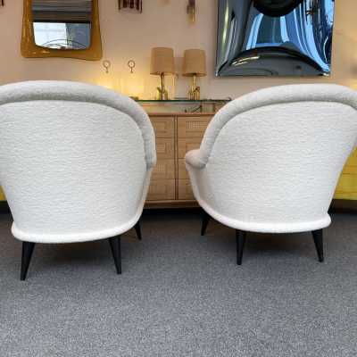 armchairs pair looped fabrics charles ramos france 1950