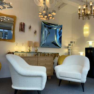armchairs pair looped fabrics charles ramos france 1950