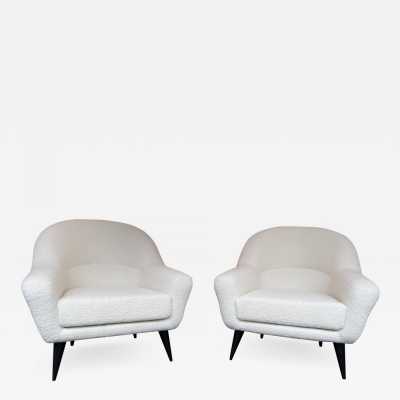 armchairs pair looped fabrics charles ramos france 1950