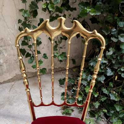 Chiavari, six brass and velvet chairs