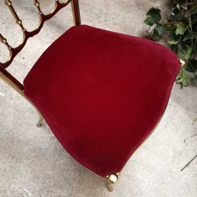 Chiavari, six chairs in brass and red velvet