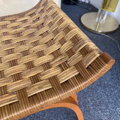 pair of rattan wooden stools giuseppe pagano italy 1950 1960