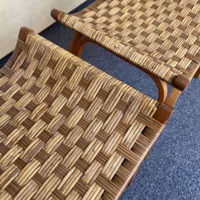 pair of rattan wooden stools giuseppe pagano italy 1950 1960