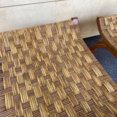 pair of rattan wooden stools giuseppe pagano italy 1950 1960