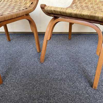 pair of rattan wooden stools giuseppe pagano italy 1950 1960