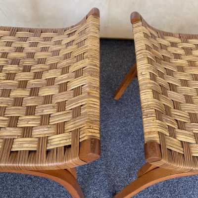 pair of rattan wooden stools giuseppe pagano italy 1950 1960