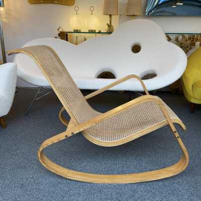 rocking chair wood canning luigi crassevig italy 1970