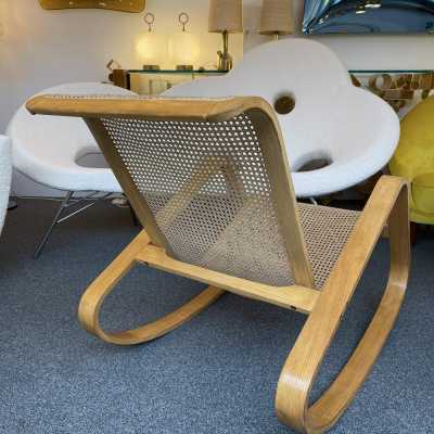 rocking chair wood canning luigi crassevig italy 1970