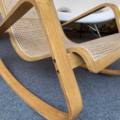 rocking chair wood canning luigi crassevig italy 1970