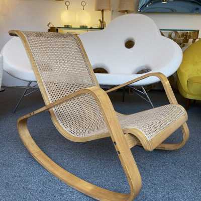 rocking chair wood canning luigi crassevig italy 1970